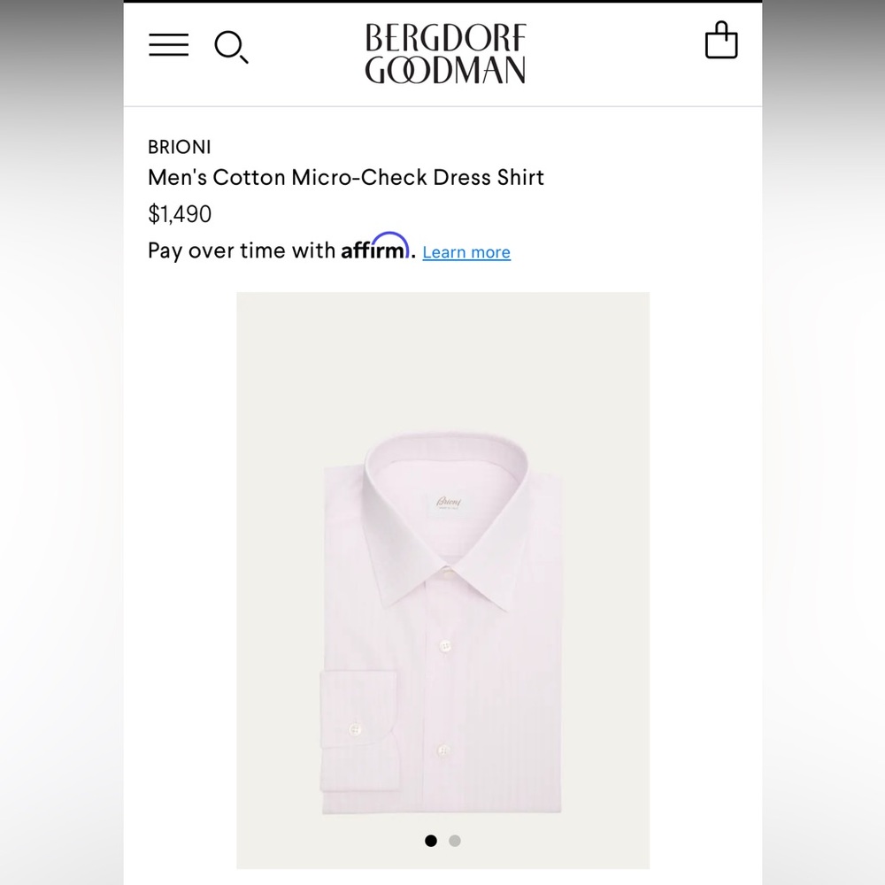Brioni Men’s Micro Check Dress Shirt (Large) 42/16.5